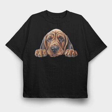 Bloodhound Peeking, Tricou Oversize Barbati (Unisex)