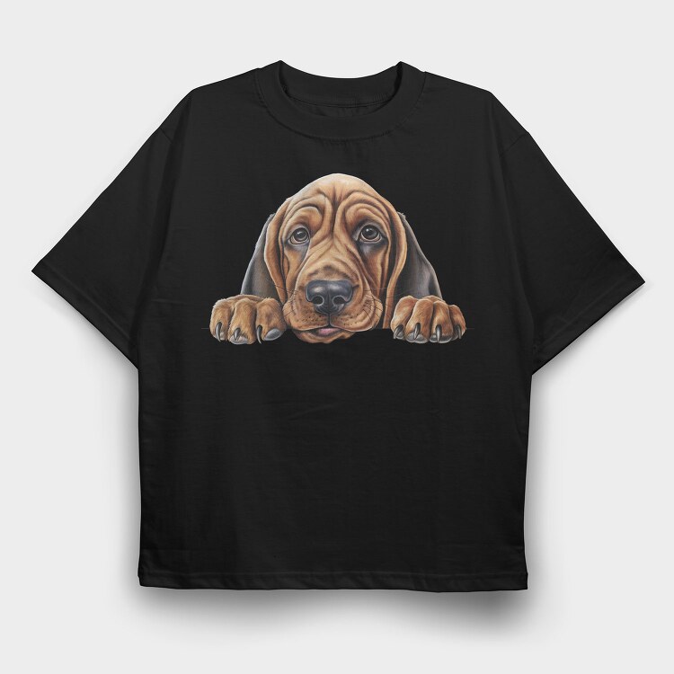 Bloodhound Peeking, Tricou Oversize Barbati (Unisex)