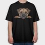Border Terrier Peeking, Tricou Oversize Barbati (Unisex)