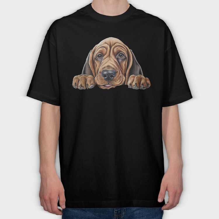 Bloodhound Peeking, Tricou Oversize Barbati (Unisex)