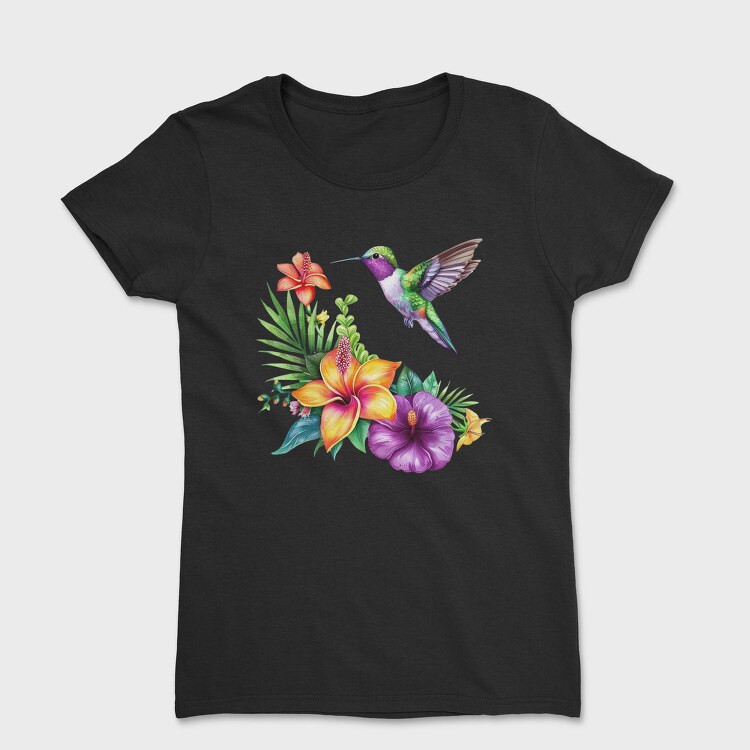Hummingbird Flowers Sublimation, Tricou Femei