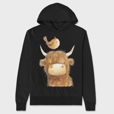 Highland Cow Bird, Hanorac Oversize Barbati (Unisex)