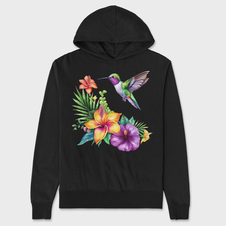 Hummingbird Flowers Sublimation, Hanorac Oversize Barbati (Unisex)