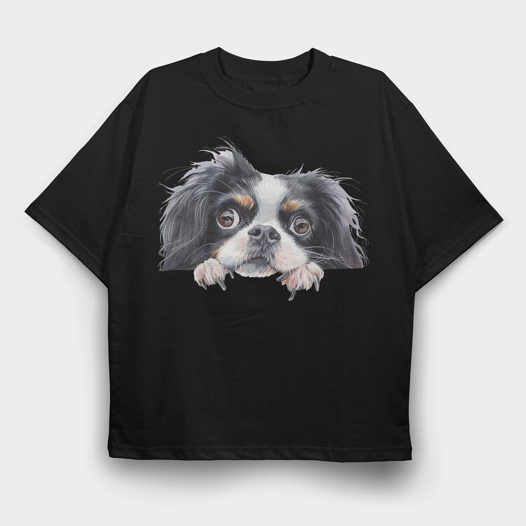 Japanese Chin Lover, Tricou Oversize Barbati (Unisex)