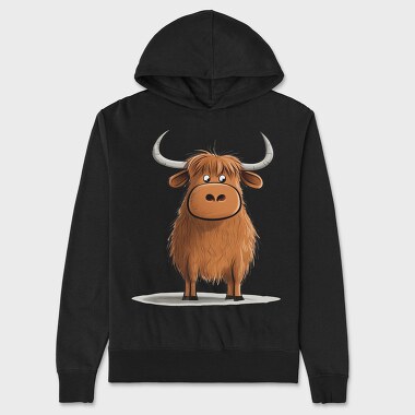 Highland Cow Cartoon, Hanorac Oversize Barbati (Unisex)