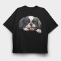 Japanese Chin Peeking, Tricou Oversize Barbati (Unisex)