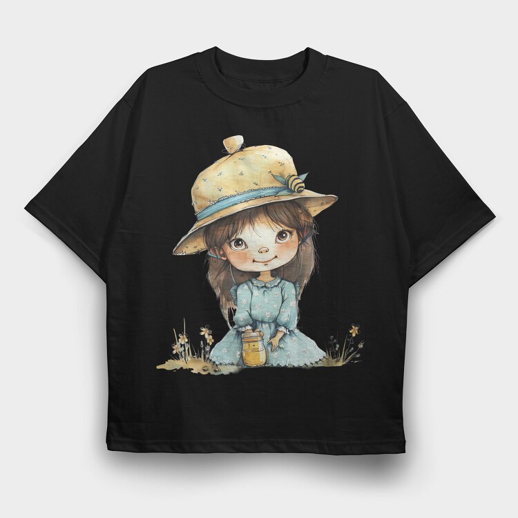 Honey Bee Girl, Tricou Oversize Barbati (Unisex)