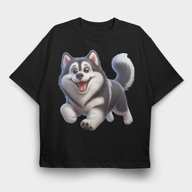 Husky Smiling Face, Tricou Oversize Barbati (Unisex)