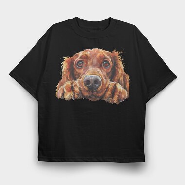 Irish Setter Face, Tricou Oversize Barbati (Unisex)
