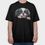 Japanese Chin Peeking, Tricou Oversize Barbati (Unisex)