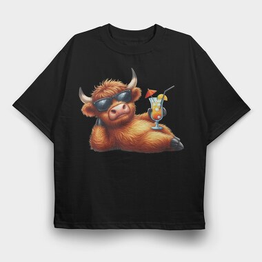Highland Cow Cocktail, Tricou Oversize Barbati (Unisex)
