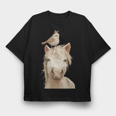 Horse Bird Stack, Tricou Oversize Barbati (Unisex)