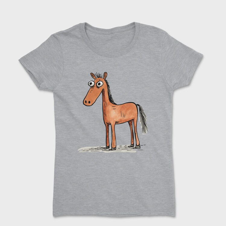 Horse Cartoon Minimalist, Tricou Femei