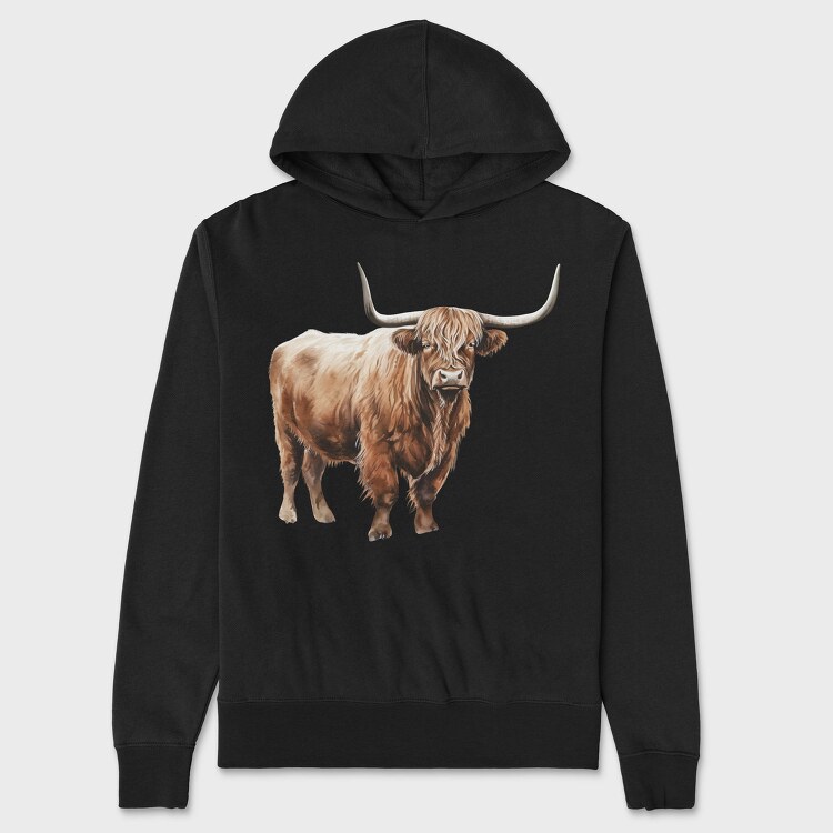Highland Cow Long Horns, Hanorac Oversize Barbati (Unisex)