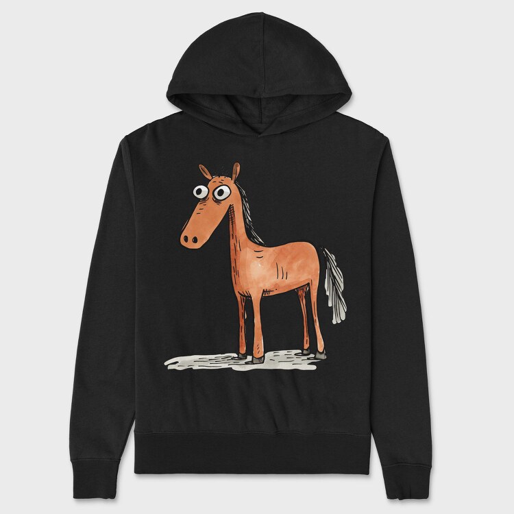Horse Cartoon Minimalist, Hanorac Oversize Barbati (Unisex)