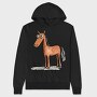 Horse Cartoon Minimalist, Hanorac Oversize Barbati (Unisex)