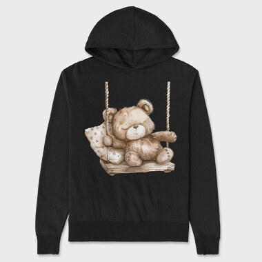 Watercolor Sleepy Bear, Hanorac Oversize Barbati (Unisex)