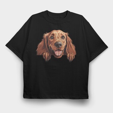 Irish Setter Peeking, Tricou Oversize Barbati (Unisex)