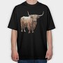 Highland Cow Long Horns, Tricou Oversize Barbati (Unisex)