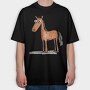 Horse Cartoon Minimalist, Tricou Oversize Barbati (Unisex)