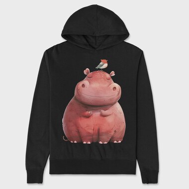 Hippo Bird Sit, Hanorac Oversize Barbati (Unisex)