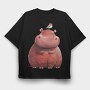 Hippo Bird Sit, Tricou Oversize Barbati (Unisex)
