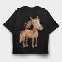 Horse Illustration Art, Tricou Oversize Barbati (Unisex)