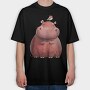 Hippo Bird Sit, Tricou Oversize Barbati (Unisex)
