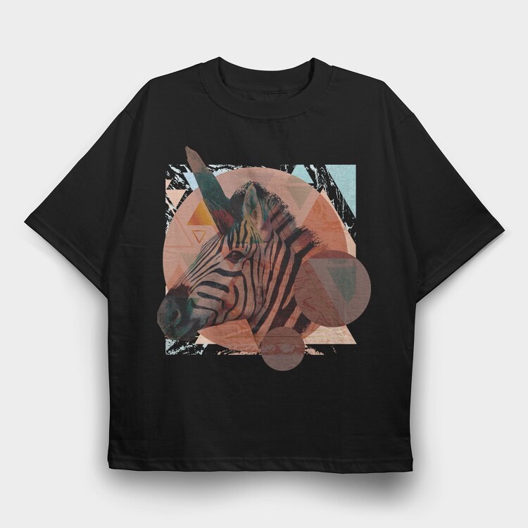 Geometric Zebra, Tricou Oversize Barbati (Unisex)