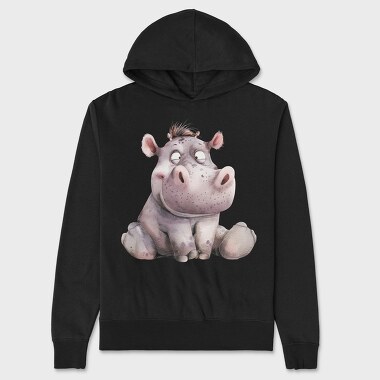 Hippo Cute Face, Hanorac Oversize Barbati (Unisex)