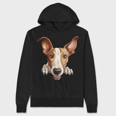 Ibizan Hound Peeking, Hanorac Oversize Barbati (Unisex)
