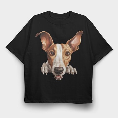 Ibizan Hound Peeking, Tricou Oversize Barbati (Unisex)