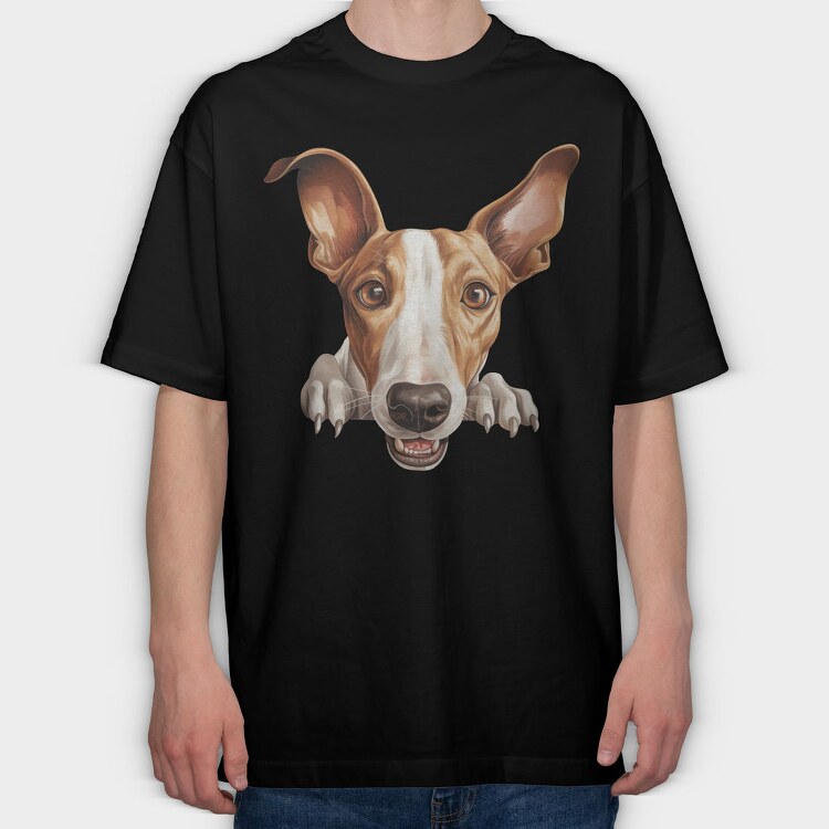 Ibizan Hound Peeking, Tricou Oversize Barbati (Unisex)