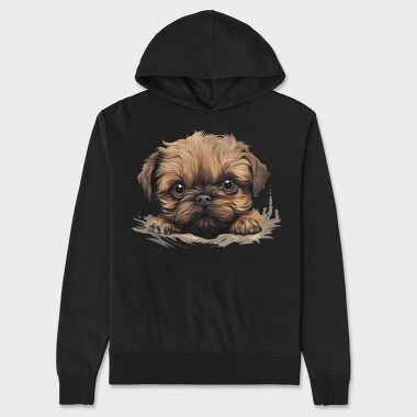 Brussels Griffon Peeking, Hanorac Oversize Barbati (Unisex)