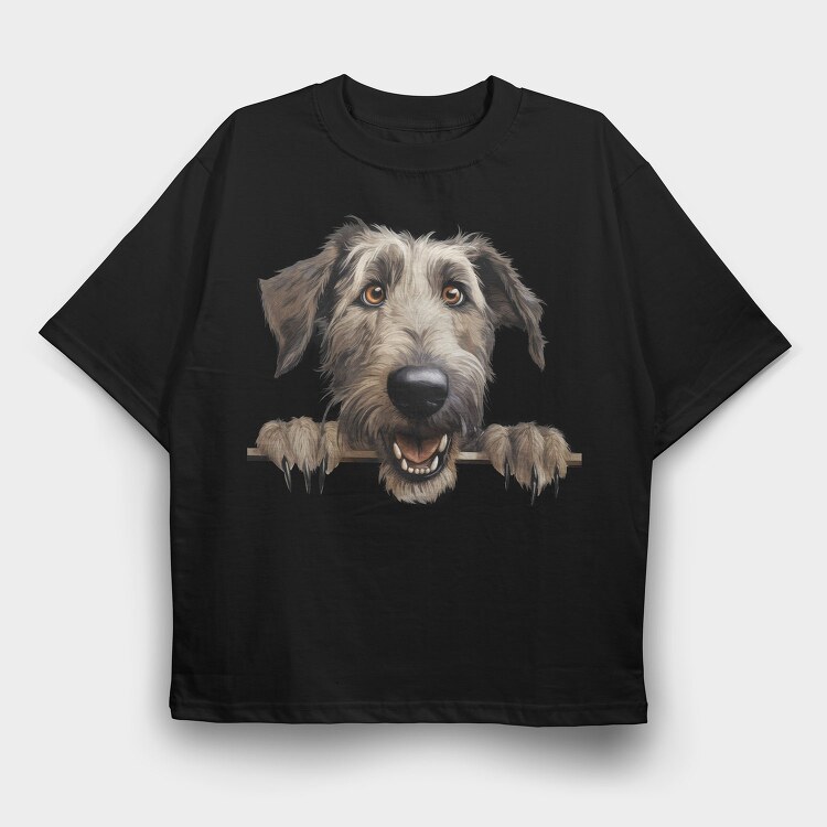 Irish Wolfhound Peeking, Tricou Oversize Barbati (Unisex)