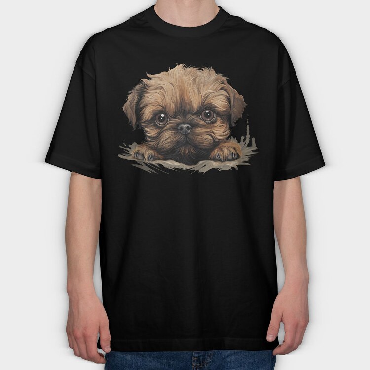 Brussels Griffon Peeking, Tricou Oversize Barbati (Unisex)