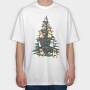 Christmas Tree With Dogs Realistic, Tricou Oversize Barbati (Unisex)