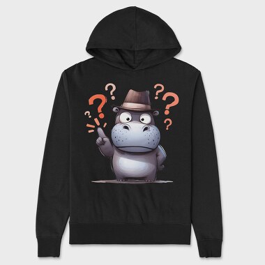 Hippo Questionmarks, Hanorac Oversize Barbati (Unisex)