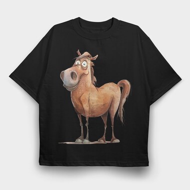 Horse Smiling Face, Tricou Oversize Barbati (Unisex)