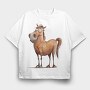 Horse Smiling Face, Tricou Oversize Barbati (Unisex)