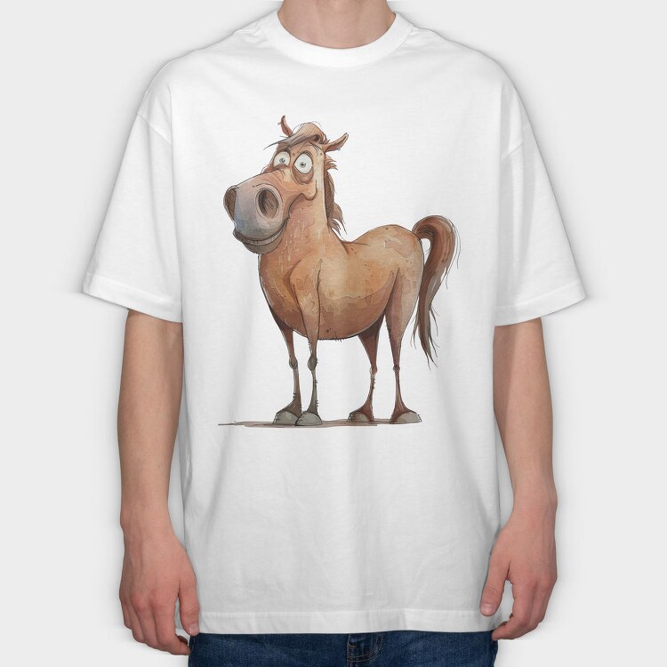 Horse Smiling Face, Tricou Oversize Barbati (Unisex)