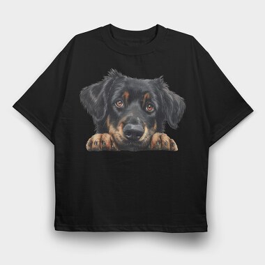 Hovawart Peeking Face, Tricou Oversize Barbati (Unisex)