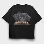 Hovawart Peeking Face, Tricou Oversize Barbati (Unisex)