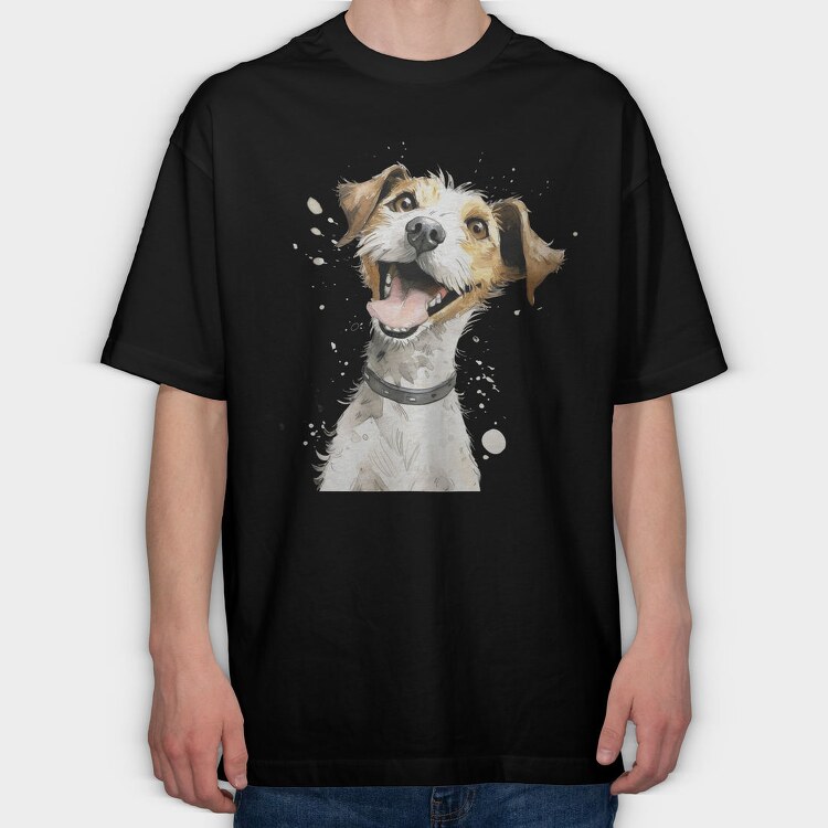 Jack Russel Illustration, Tricou Oversize Barbati (Unisex)