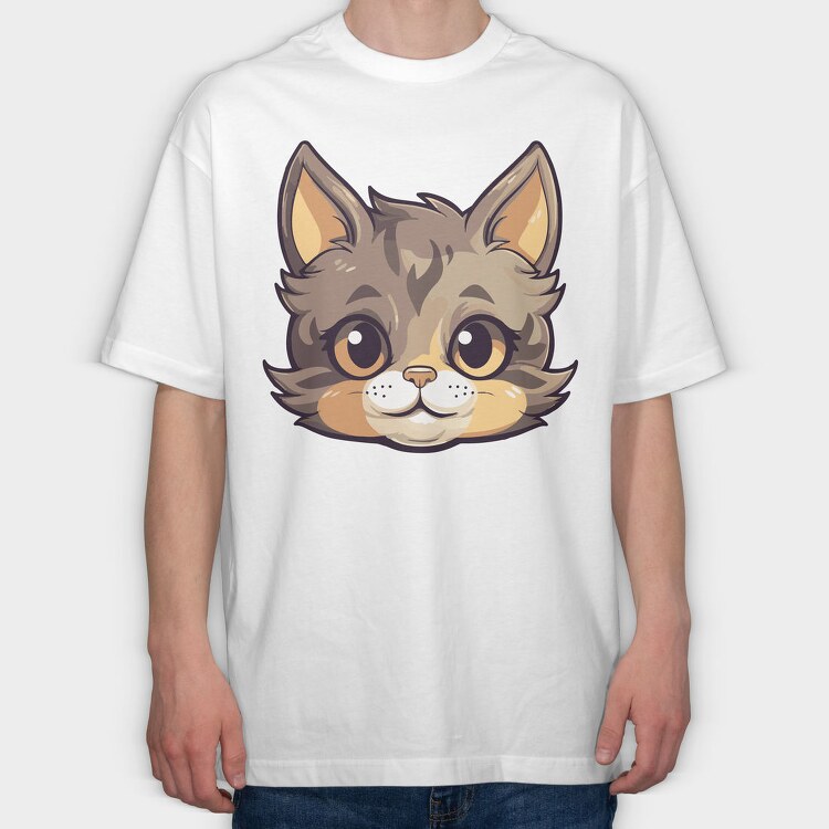 Funny Cat Cartoon, Tricou Oversize Barbati (Unisex)