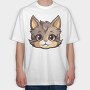 Funny Cat Cartoon, Tricou Oversize Barbati (Unisex)