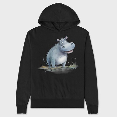 Hippo Smiling Face, Hanorac Oversize Barbati (Unisex)