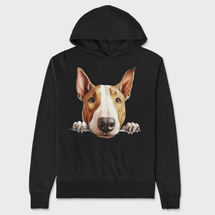 Bull Terrier Peeking, Hanorac Oversize Barbati (Unisex)