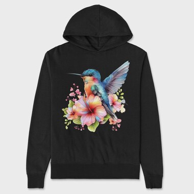 Hummingbird Floral Symphony, Hanorac Oversize Barbati (Unisex)