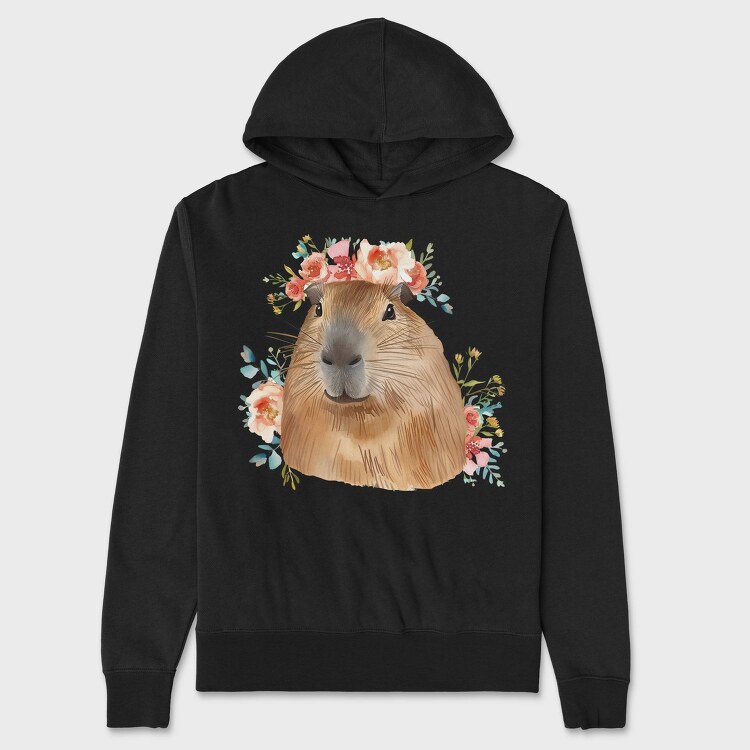 Capybara Flower Fest, Hanorac Oversize Barbati (Unisex)